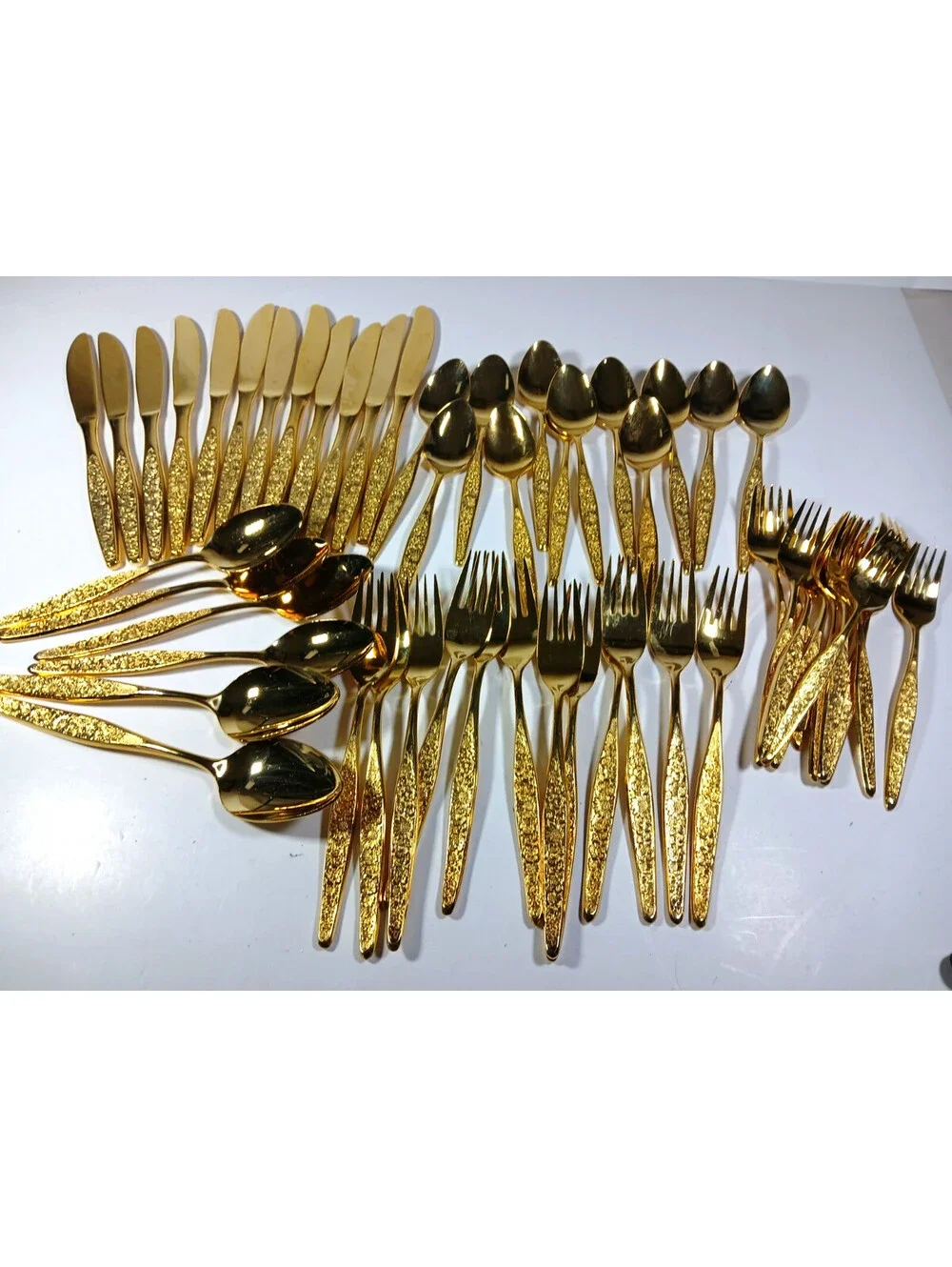 Vtg Present VIP 24K Gold Electroplate Flatware 54 pieces Setting for 12 